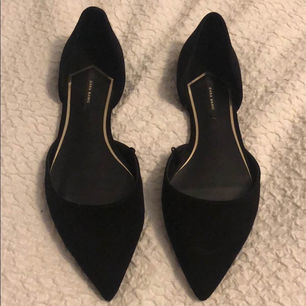 Zara basics black pointed flats